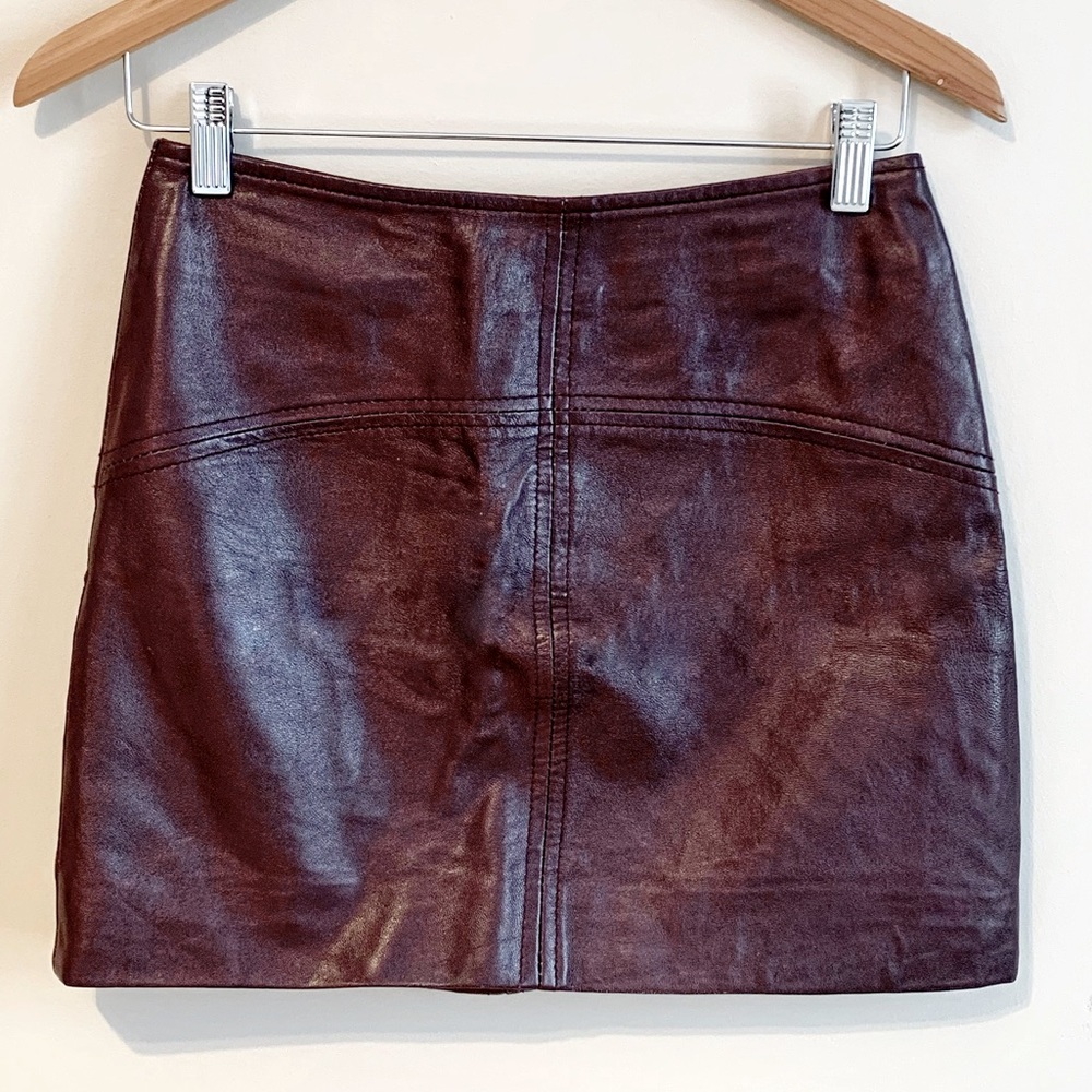 ASOS Maroon Leather Mini Skirt in Size 2